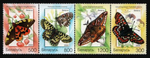 Belarus 2004 - Mi-Nr. 557-560 ** - MNH - ZDR - Schmetterlinge / Butterflies