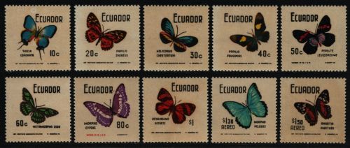Ecuador 1970 - Mi-Nr. 1478-1487 ** - MNH - Schmetterlinge / Butterflies