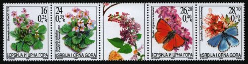 Jugoslawien 2004 - Mi-Nr. 3179-3182 ** - MNH - Schmetterlinge / Butterflies