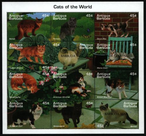 Barbuda 1997 - Mi-Nr. 1908-1919 ** - MNH - KLB - Katzen / Cats