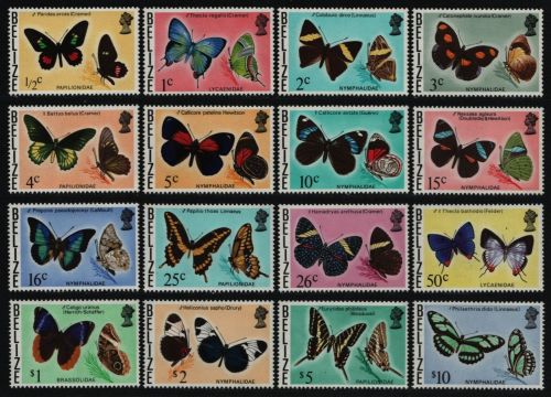 Belize 1974 - Mi-Nr. 330-345 X ** - MNH - Schmetterlinge / Butterflies (I)