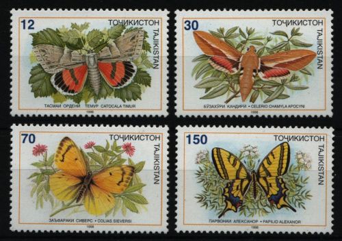 Tadschikistan 1998 - Mi-Nr. 133-136 ** - MNH - Schmetterlinge / Butterflies