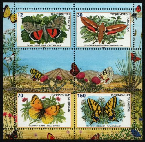 Tadschikistan 1998 - Mi-Nr. 137-140 ** - MNH - KLB - Schmetterling / Butterflies