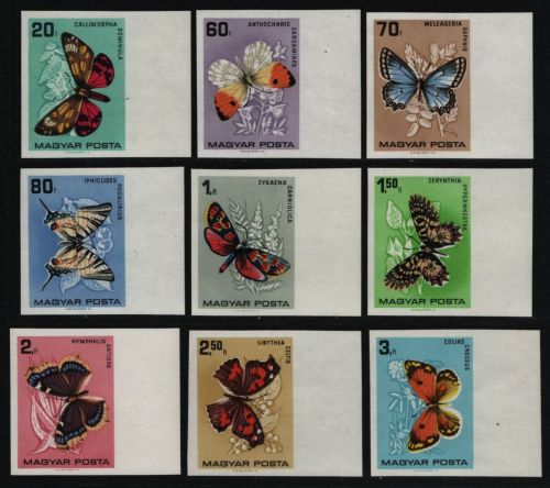 Ungarn 1966 - Mi-Nr. 2201-2209 B ** - MNH - Schmetterlinge / Butterflies