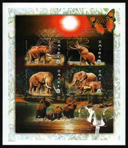 Kongo-Zaire 1997 - Mi-Nr. 1334-1337 ** - MNH - KLB - Elefanten / Elephants