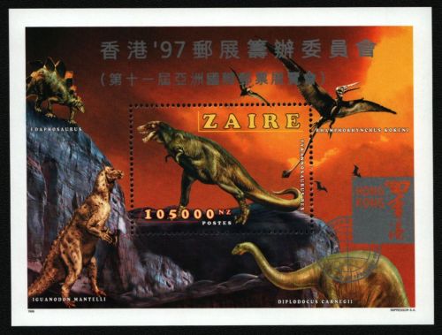 Kongo-Zaire 1997 - Mi-Nr. Block 63 I ** - MNH - "HONGKONG" - Dinosaurier