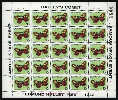 Guyana 1989 - Mi-Nr. 2622-2626 ** - MNH - Bogen - Schmetterlinge / Butterflies