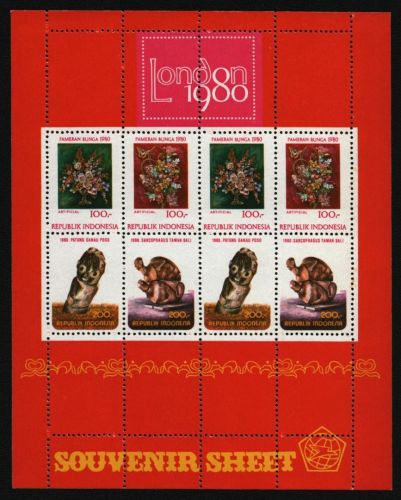 Indonesien 1980 - Mi-Nr. Block 35 ** - MNH - Schmetterlinge - Blumen