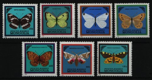 Mongolei 1986 - Mi-Nr. 1776-1782 ** - MNH - Schmetterlinge / Butterflies