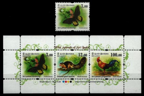 Sri Lanka 2018 - Mi-Nr. 2205-2207 ** - MNH - KLB - Wildtiere / Wild animals