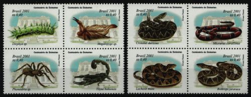 Brasilien 2001 - Mi-Nr. 3132-3139 ** - MNH - aus KLB - Wildtiere / Wild animals