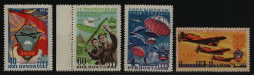 Russia / Sowjetunion 1951 - Mi-Nr. 1593-1596 ** - MNH - Flugsport (VI)