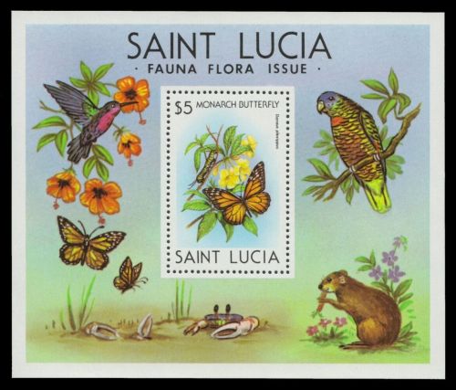 St. Lucia 1981 - Mi-Nr. Block 26 ** - MNH - Fauna & Flora - Schmetterlinge