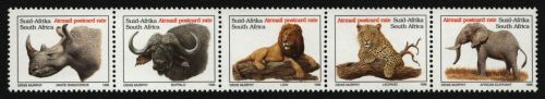 Südafrika 1996 - Mi-Nr. 993-997 A ** - MNH - Streifen - Wildtiere / Wild animals
