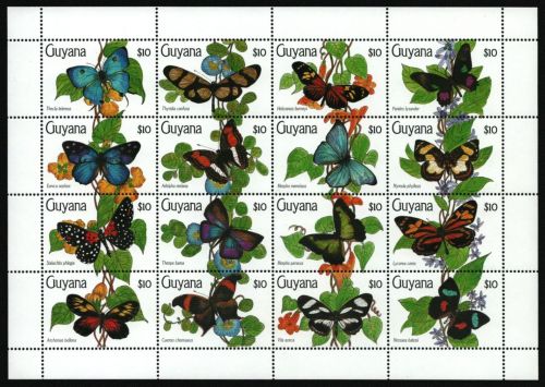 Guyana 1990 - Mi-Nr. 3251-3266 ** - MNH - KLB - Schmetterlinge / Butterflies