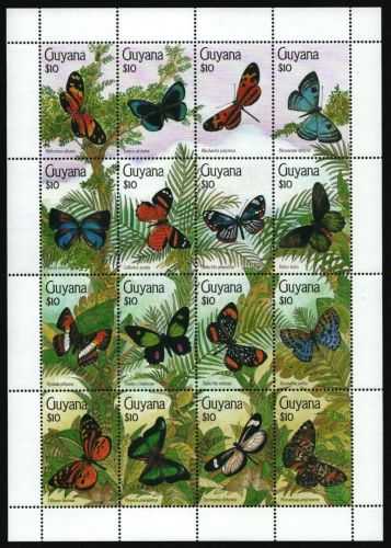 Guyana 1990 - Mi-Nr. 3267-3282 ** - MNH - KLB - Schmetterlinge / Butterflies