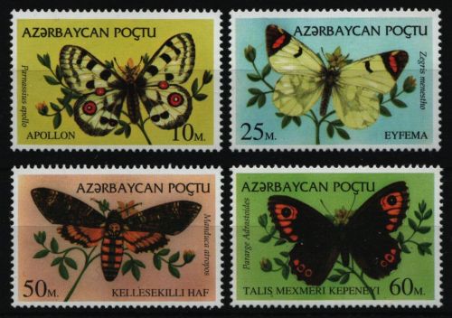 Aserbaidschan 1995 - Mi-Nr. 195-198 ** - MNH - Schmetterlinge / Butterflies