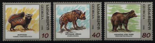 Georgien 1999 - Mi-Nr. 298-300 ** - MNH - Wildtiere / Wild animals