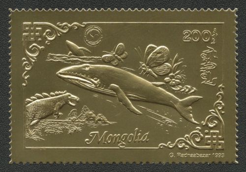 Mongolei 1993 - Mi-Nr. 2471 A ** - MNH - Gold - Fauna - Schmetterlinge