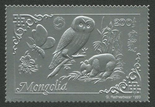 Mongolei 1993 - Mi-Nr. 2476 A ** - MNH - Silber - Fauna - Schmetterlinge