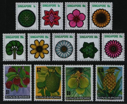 Singapur 1973 - Mi-Nr. 192-204 ** - MNH - Blumen & Früchte