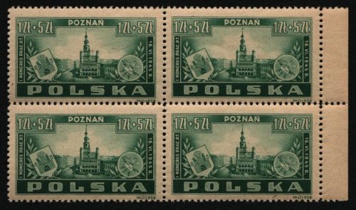 Polen 1945 - Mi-Nr. 403 ** - MNH - Viererblock - Kongress Posen (II)