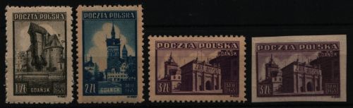 Polen 1945 - Mi-Nr. 410-412 A & 412 B ** - MNH - Danzig