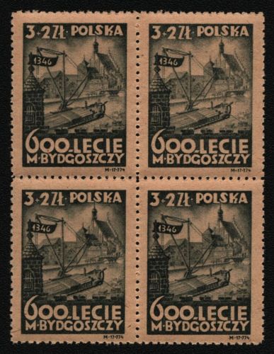 Polen 1946 - Mi-Nr. 435 ** - MNH - Viererblock - Bromberg