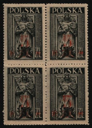 Polen 1947 - Mi-Nr. 454 ** - MNH - Viererblock - Freimarke