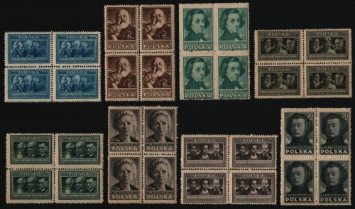 Polen 1947 - Mi-Nr. 455-462 A ** - MNH - Polnische Kultur I - Viererblock
