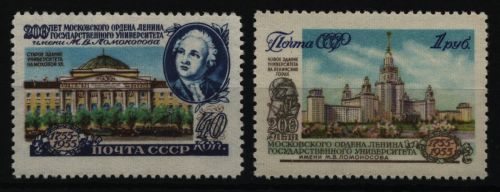 Russia / Sowjetunion 1955 - Mi-Nr. 1780-1781 A ** - MNH - Lomonossow