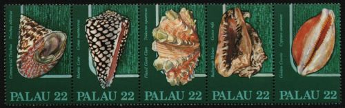 Palau 1986 - Mi-Nr. 149-153 ** - MNH - ZDR - Meeresschnecken / Marine snails