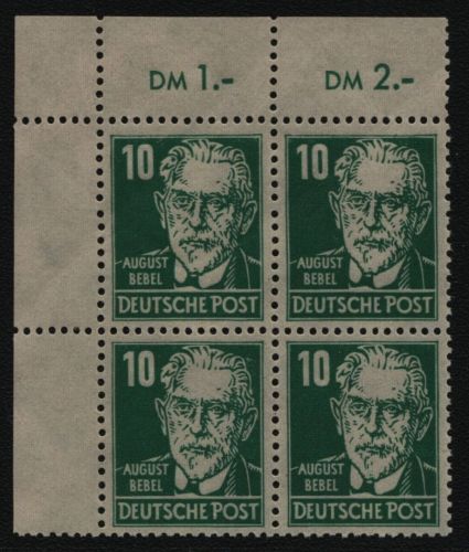 SBZ 1948 - Mi-Nr. 215 a ** - MNH - Eckrand-Viererblock - BPP geprüft