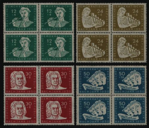 DDR 1950 - Mi-Nr. 256-259 ** - MNH - Viererblock