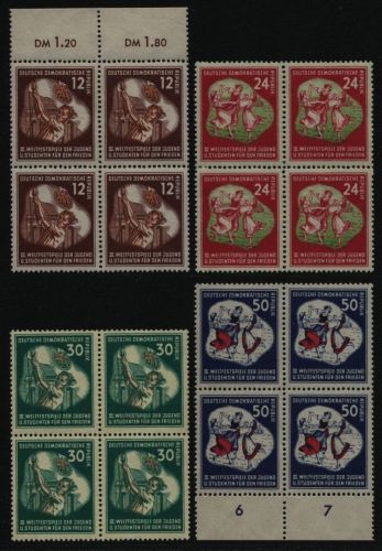 DDR 1951 - Mi-Nr. 289-292 ** - MNH - Viererblöcke