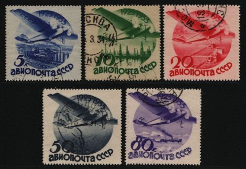 Russia / Sowjetunion 1934 - Mi-Nr. 462-466 Z gest / used - ohne WZ (2)