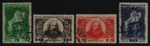 Russia / Sowjetunion 1934 - Mi-Nr. 476-479 gest / used - Mendelejew (I)