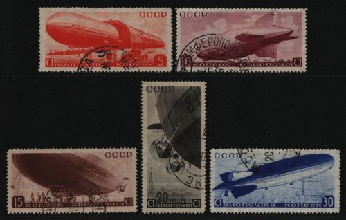 Russia / Sowjetunion 1934 - Mi-Nr. 483-487 gest / used - Luftschiffe (III)