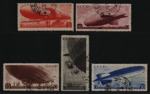Russia / Sowjetunion 1934 - Mi-Nr. 483-487 gest / used - Luftschiffe (IV)