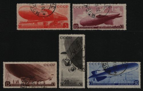 Russia / Sowjetunion 1934 - Mi-Nr. 483-487 gest / used - Luftschiffe (V)