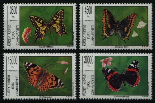 Türkisch Zypern 1995 - Mi-Nr. 402-405 ** - MNH - Insekten - Schmetterlinge