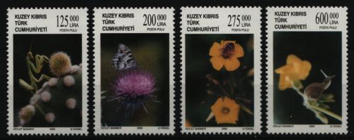 Türkisch Zypern 2000 - Mi-Nr. 524-527 ** - MNH - Blumen - Schmetterlinge