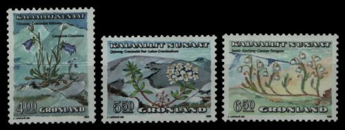Grönland 1990 - Mi-Nr. 205-207 ** - MNH - Blumen / Flowers