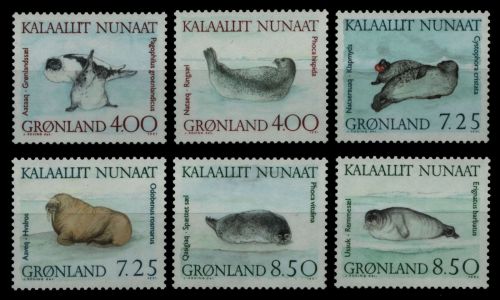Grönland 1991 - Mi-Nr. 211-216 ** - MNH - Robben / Seals