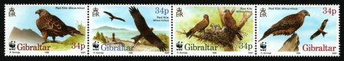 Gibraltar 1996 - Mi-Nr. 774-777 ** - MNH - Streifen - Vögel / Birds