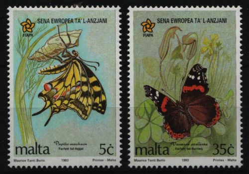 Malta 1993 - Mi-Nr. 914-915 ** - MNH - Schmetterlinge / Butterflies