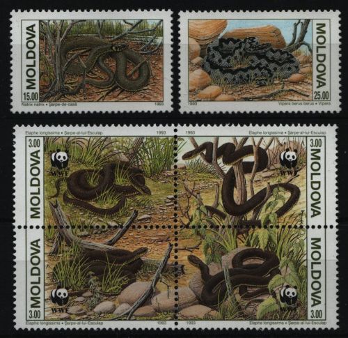 Moldawien 1993 - Mi-Nr. 50-55 ** - MNH - Schlangen / Snakes