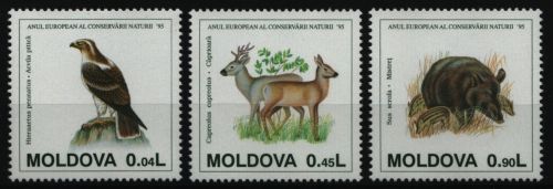 Moldawien 1995 - Mi-Nr. 158-160 ** - MNH - Wildtiere / Wild animals