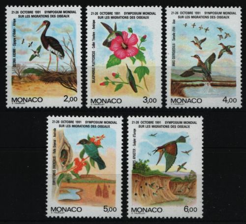 Monaco 1991 - Mi-Nr. 1995-1999 ** - MNH - Vögel / Birds