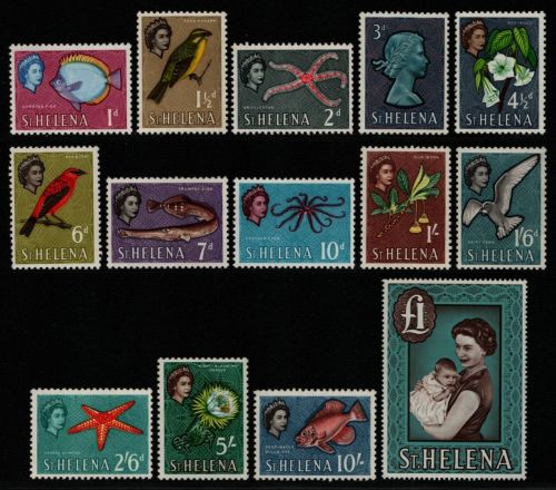 St. Helena 1961 - Mi-Nr. 146-159 ** - MNH - Vögel / Birds - Fische / Fish (II)